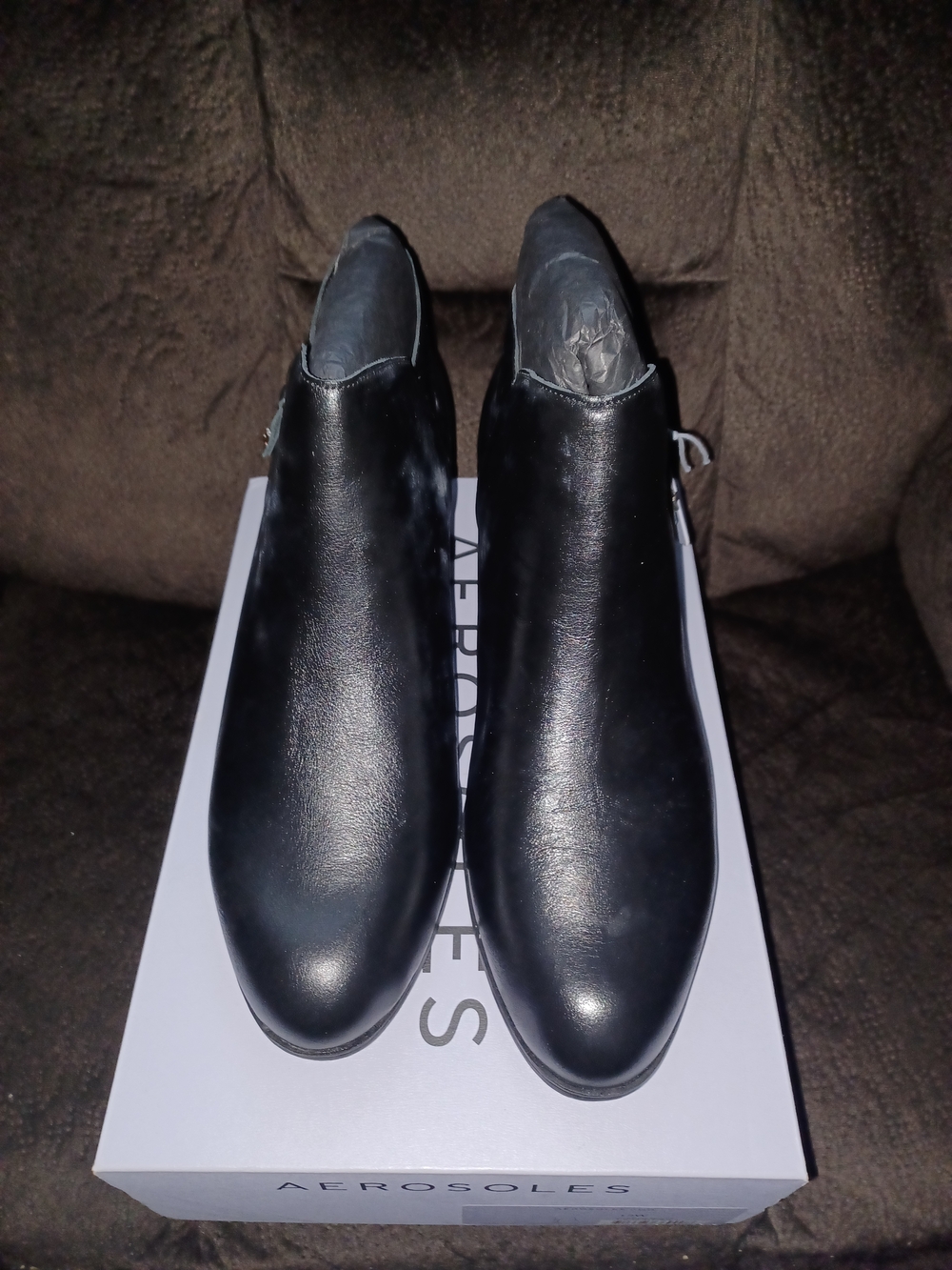 Aerosole black ankle  leather booties.